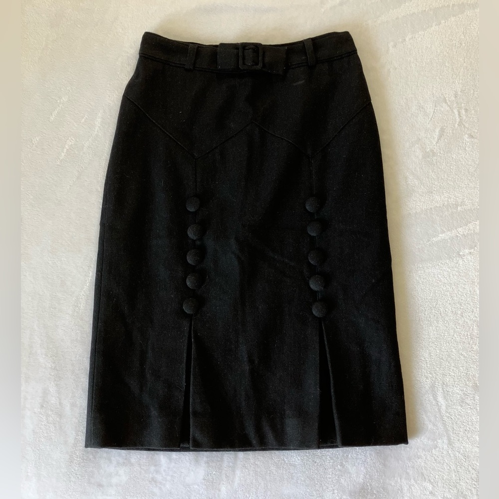 Guess Jeans Authentic Black Button/Zip Wool Knee Length Skirt Women's Size XS